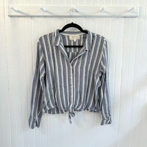 Cloth and Stone Striped Tie Waist Knot Button Down Shirt